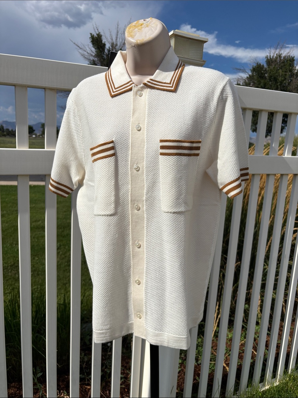 Murano Acrylic Men’s Button up Knit Shirt NWT Size M
